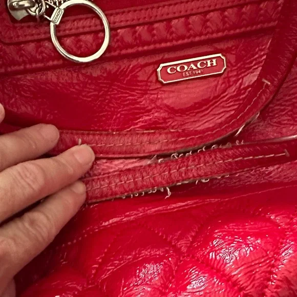 Coach Red Quilted Tote Bag - Picture 9 of 9